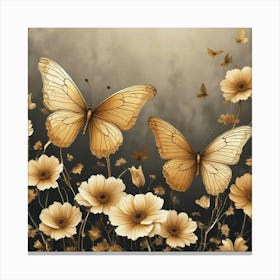 Golden Butterflies 27 Canvas Print