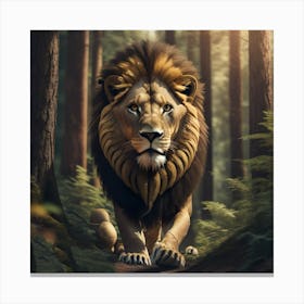 Lion In The Forest Canvas Print