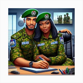 Nigerian Couple In Uniform Canvas Print