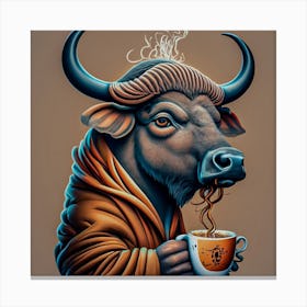 Buffalo and Coffee harmony, digital art Canvas Print