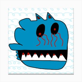 Blue Monster Kids Art 1 1 Canvas Print