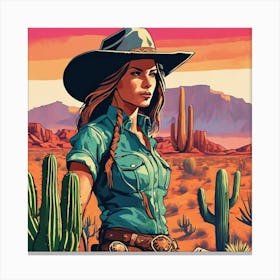 Cowgirl In The Desert 8 Canvas Print