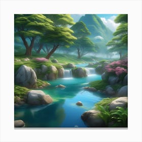 Peaceful Countryside River Miki Asai Macro Photography Close Up Hyper Detailed Trending On Artst (19) Canvas Print
