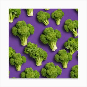 Broccoli On Purple Background Canvas Print