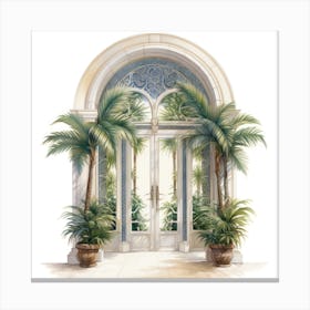 Front Door With Palm Trees Canvas Print