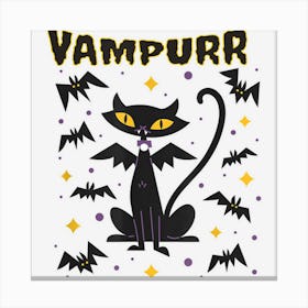 Vampurr Funny Halloween Cat Canvas Print