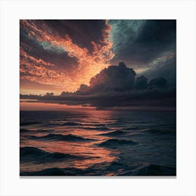 Sunset Over The Ocean 3 Canvas Print