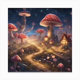 The Stars Twinkle Above You As You Journey Through The Mushroom Kingdom S Enchanting Night Skies, Ul Canvas Print