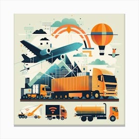 Illustration Of Transportation And Logistics 1 Canvas Print