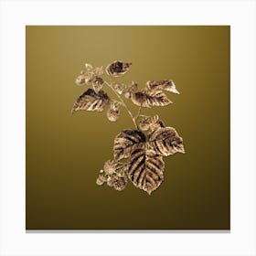 Gold Botanical Raspberry on Dune Yellow Canvas Print