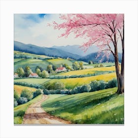 Cherry Blossoms On The Road Canvas Print