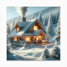 Winter Cabin Canvas Print