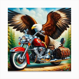 Eagle On A Motorcycle Canvas Print