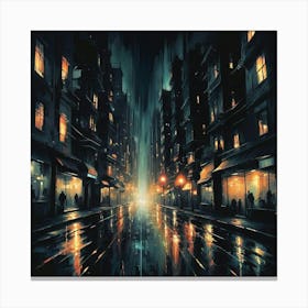 Dark City At Night Canvas Print