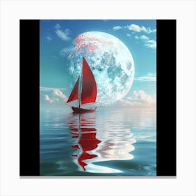 Sailboat In The Moonlight Canvas Print