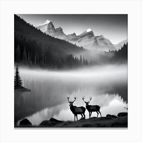 Deer In The Mist 1 Canvas Print