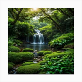 Waterfall In The Forest Canvas Print