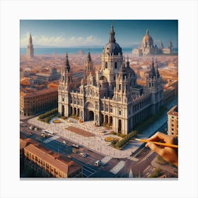 Cityscape Of Barcelona Canvas Print