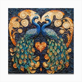 Baroque-Inspired Peacock Heart Design Background Canvas Print