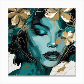 Blue Flower Painting Canvas Print