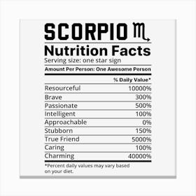 Scorpio Nutrition Facts Canvas Print