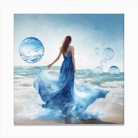 Blue Dress With Bubbles Canvas Print