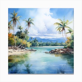 AI Caribbean Canvas: Tranquil Horizons Canvas Print