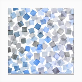 Watercolor Plaids Blue Square Canvas Print