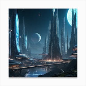 Futuristic City Blue II Canvas Print