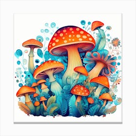 Mushrooms And Flowers 46 Canvas Print