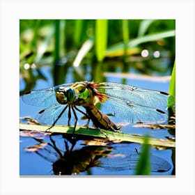 Nature Dragonfly Mating Couple Insect Sitting Duck Pond Lively Dvd Fauna Wild Animal Gras (11) Canvas Print