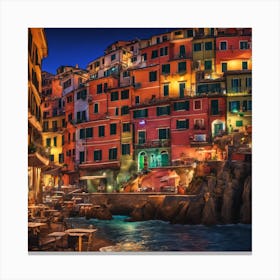 Cinque Terre At Night 4 Canvas Print