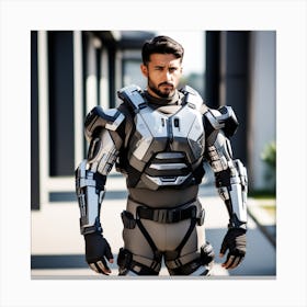 Futuristic Man In Armor Canvas Print