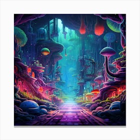 Psychedelic Mushroom Forest Canvas Print