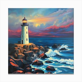 Lighthouse At Sunset 4 Canvas Print