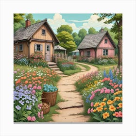 Cottage In The Garden Canvas Print