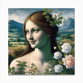 Woman With Roses Canvas Print