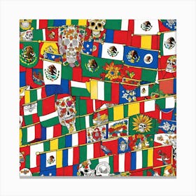 Mexican Coloring Flags Mysterious (1) Canvas Print