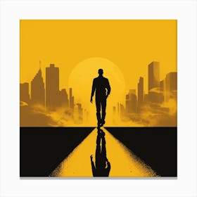 Silhouette Of A Man Walking Canvas Print