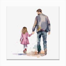 Father And Daughter Walking Father's Day 1 Canvas Print