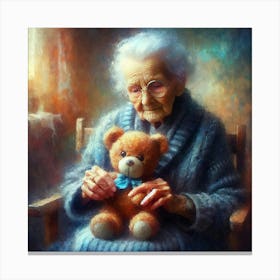 Old Lady With Teddy Bear 7 Canvas Print