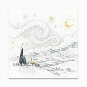 Starry Night In Tuscany Canvas Print