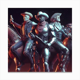 Group Of Cowboys On Horses Canvas Print