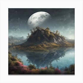 Moonlight Over Lake Canvas Print