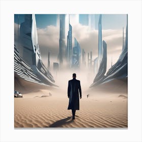 Man Walking Through A Desert 1 Canvas Print