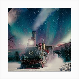 Christmas Train In The Snow Railway Canvas Print