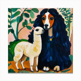 Dog And A Llama Canvas Print