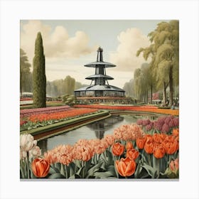 Tulips In The Park 1 Canvas Print