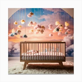 A Photo Of A Newborn Baby Sleeping In A Crib 2 Canvas Print