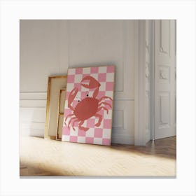 Gingham Crab - Pink Canvas Print